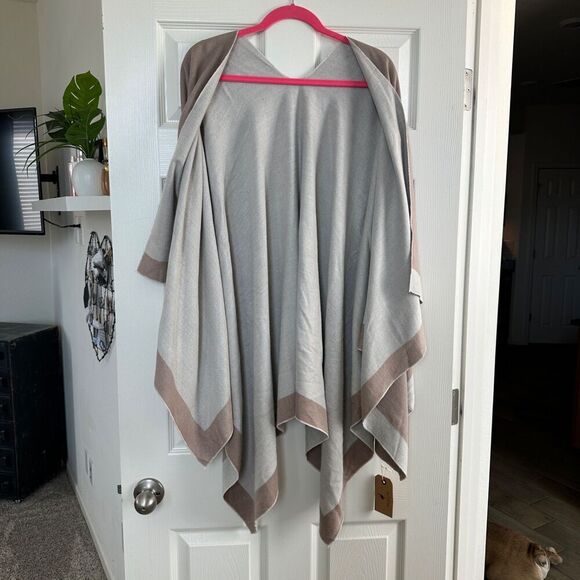 Melifluos Accessories - Mellifluous Ruana Cape Beige Cream Viscose Shawl Wrap Scarf for Women